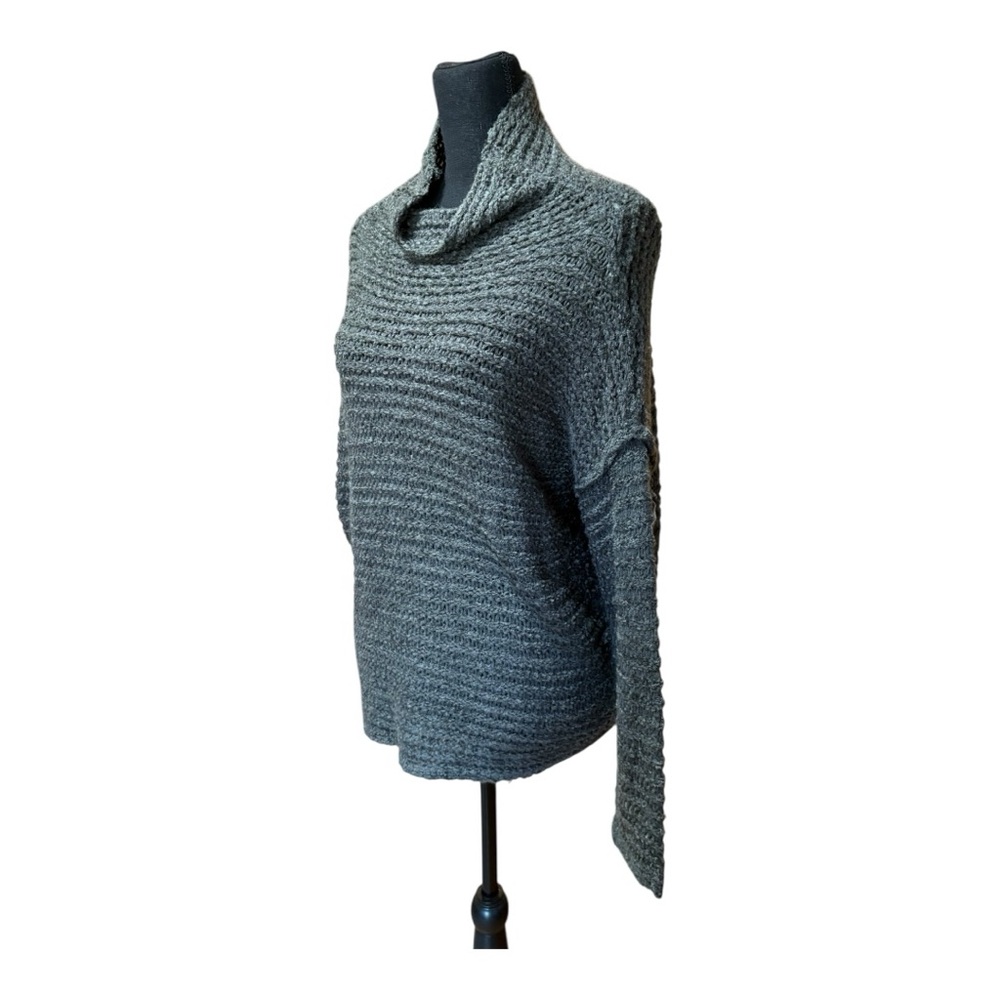 Gray Women's Cowl Neck Cozy Baggy Sweater - Picture 3 of 5